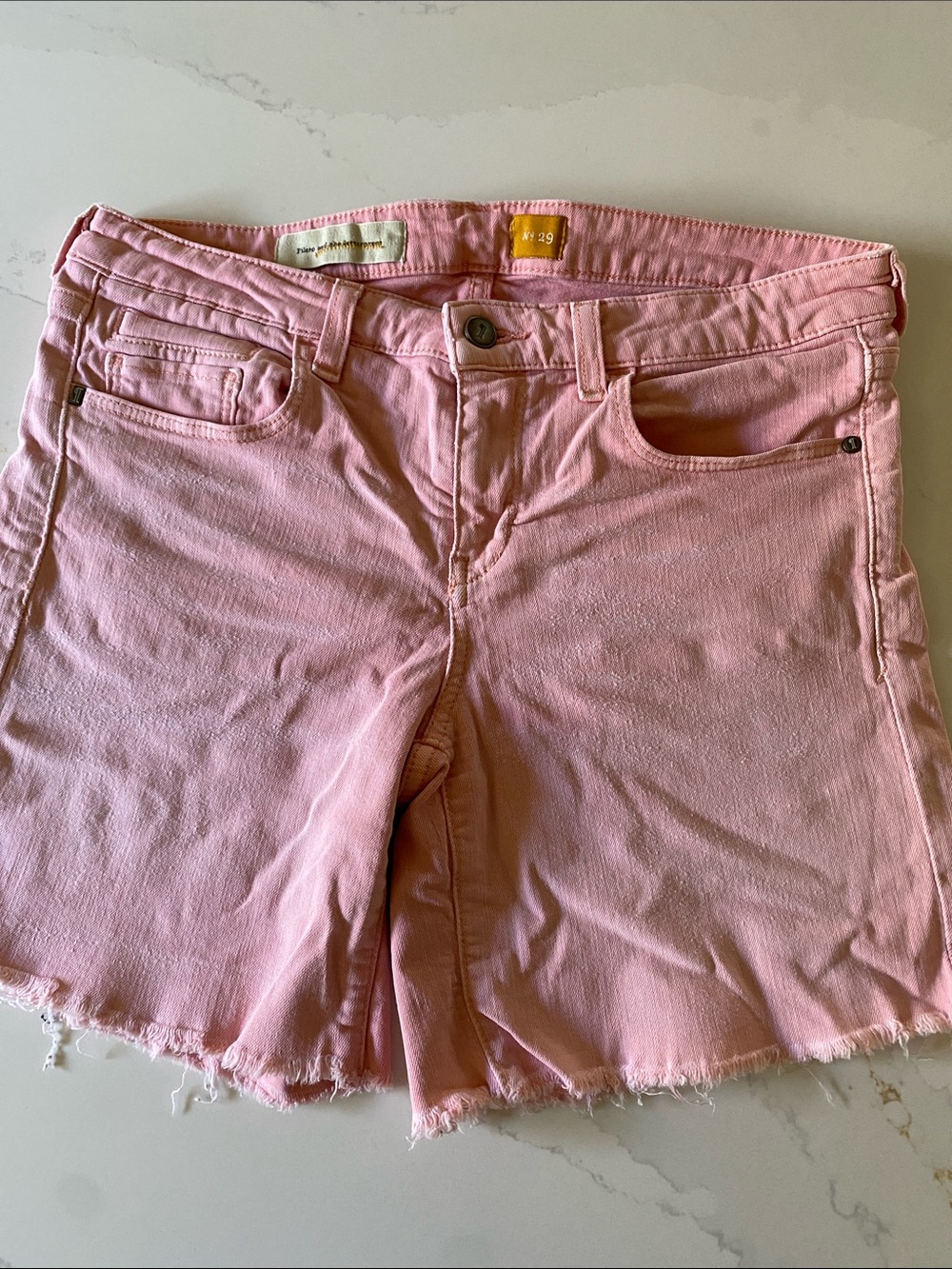 Pilcro and the Letterpress Pink Cutoff Shirt 6” inseam Denim Shorts 28